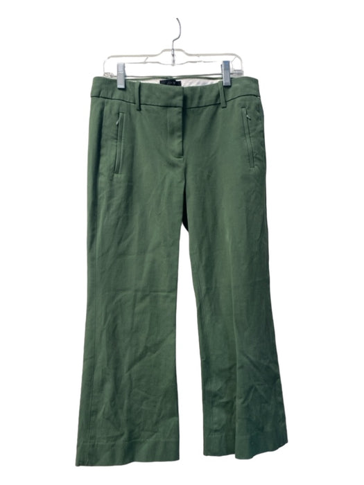 J Crew Size 2 Green Cotton Blend Zip Pocket Mid Rise Straight Leg Trouser Pants Green / 2