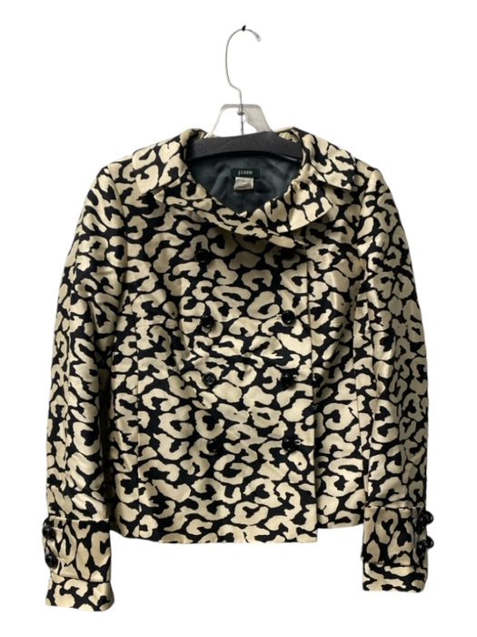 J Crew Size 2 Black & Cream Silk & Wool Double Breast Graphic Print Short Jacket Black & Cream / 2