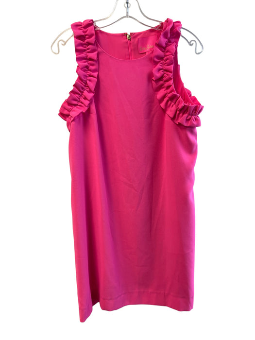 Lilly Pulitzer Size Small Pink Polyester Round High Neck Back Zip Dress Pink / Small