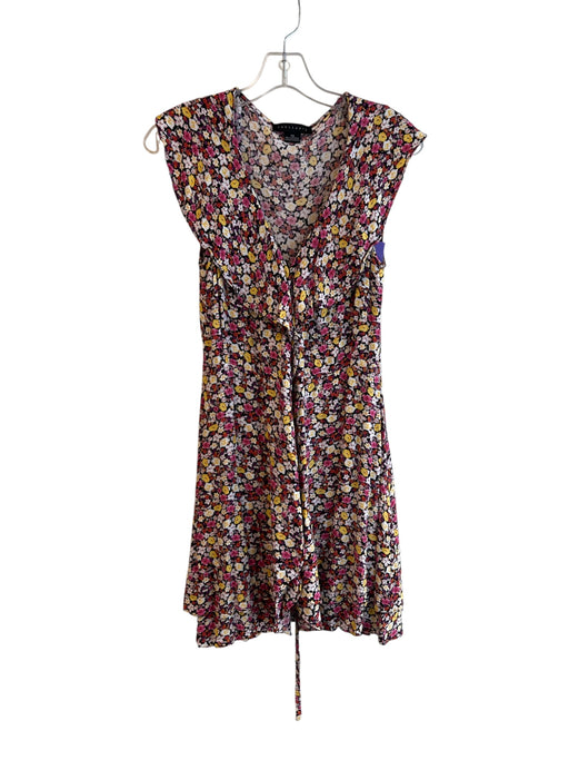 Sanctuary Size XS Black & Multi Rayon Floral Tie Front Sleeveless Mini Dress Black & Multi / XS
