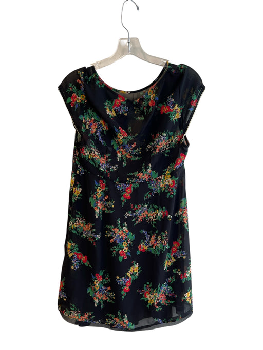 Free People Size Small Black & Multi Polyester Short Sleeve Floral Print Dress Black & Multi / Small