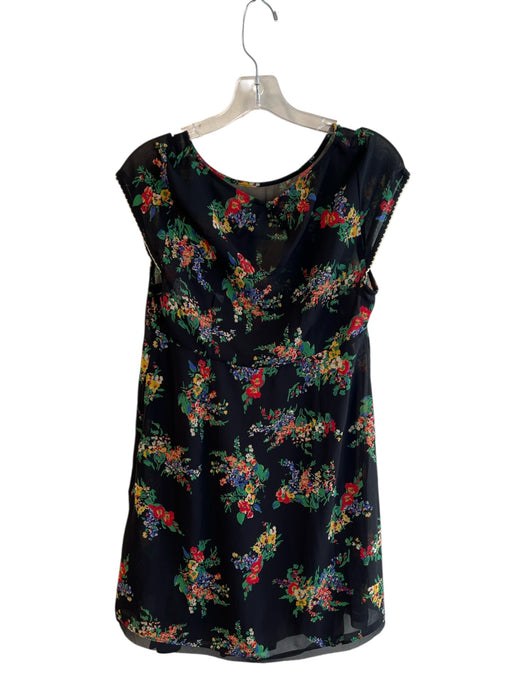 Free People Size Small Black & Multi Polyester Short Sleeve Floral Print Dress Black & Multi / Small