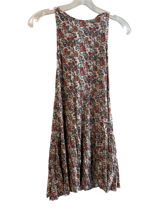 Natural Life Size Small White & Multi Rayon High Square Neck Tie Straps Dress White & Multi / Small
