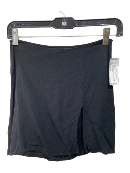 Reformation Size 2 Black Viscose & Rayon Back Zip Slit Mini Skirt Black / 2