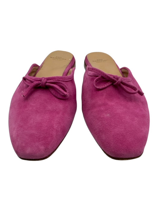 Ann Mashburn Shoe Size 41 Magenta Pink Suede Slip On Mule Bow Detail Flats Magenta Pink / 41