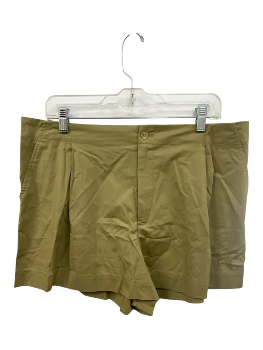 Staud Size XL Green Cotton Blend Elastic Waistband Zip & Button Mini Shorts Green / XL