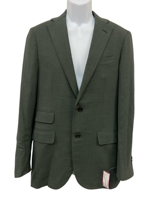 Sid Mashburn AS IS Green Wool Solid Ticket Pocket Notched Lapel Men's Suit Green / 50