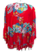 Johnny Was Size S Red & Multi Cupra Rayon Floral 3/4 Flare Sleeve Tiered Top Red & Multi / S