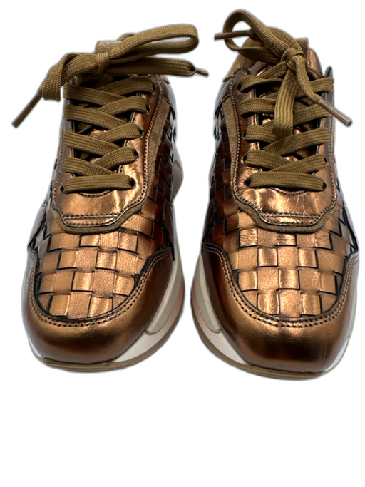 Softwaves Shoe Size 36 Copper Leather Upper Metallic Woven Detail Sneakers Copper / 36