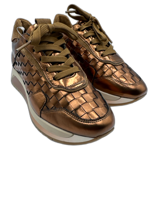 Softwaves Shoe Size 36 Copper Leather Upper Metallic Woven Detail Sneakers Copper / 36