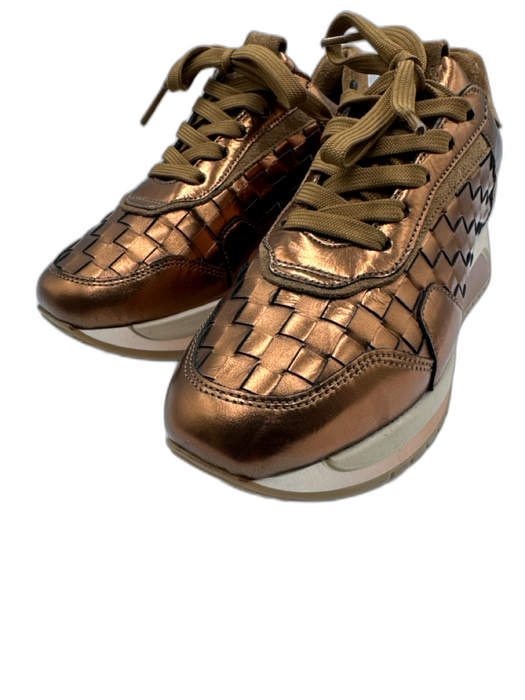 Softwaves Shoe Size 36 Copper Leather Upper Metallic Woven Detail Sneakers Copper / 36