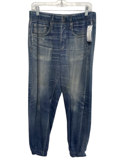 Rag & Bone Size Large Denim Blue Cotton Elastic Waist Jean Print Jogger Pants Denim Blue / Large