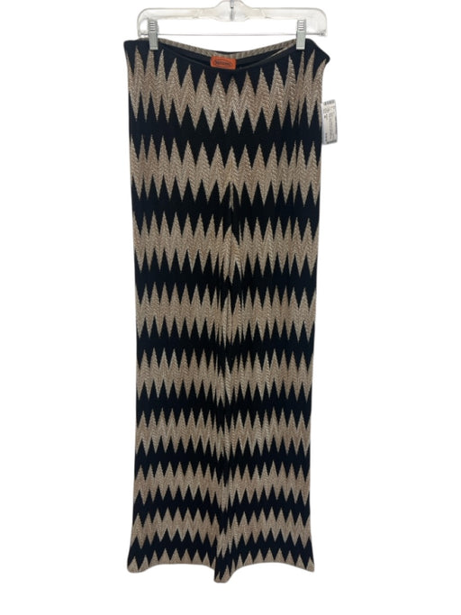 Missoni Size 48 Black, Tan & White No Fabric Tag Elastic Waist Zig Zag Pants Black, Tan & White / 48