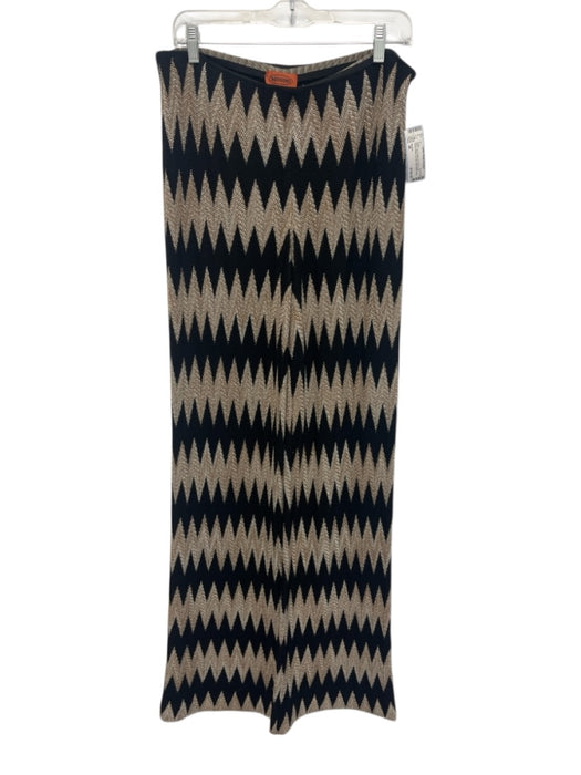 Missoni Size 48 Black, Tan & White No Fabric Tag Elastic Waist Zig Zag Pants Black, Tan & White / 48
