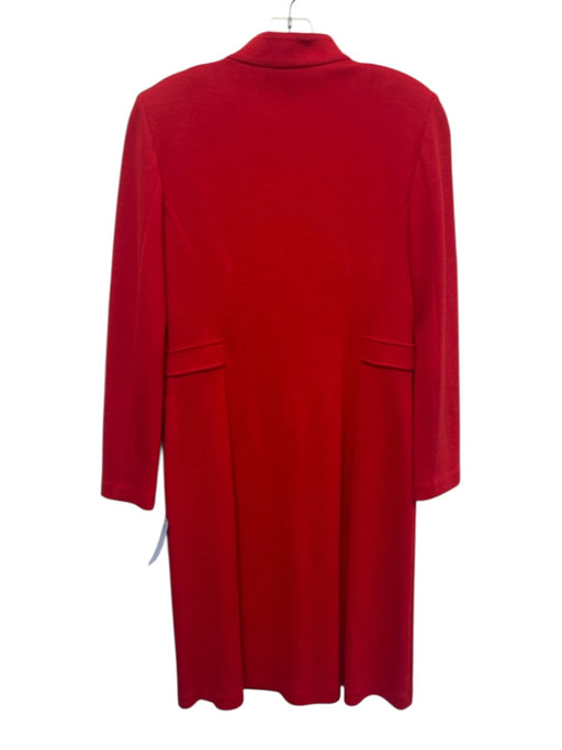 St. John Size 6 Red Wool Blend Rib Knit Silver Buttons Patch Pockets Midi Dress Red / 6