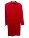 St. John Size 6 Red Wool Blend Rib Knit Silver Buttons Patch Pockets Midi Dress Red / 6