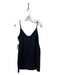 Reformation Size Medium Black Linen Mini Spaghetti Strap V Neck Back Zip Dress Black / Medium