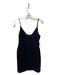 Reformation Size Medium Black Linen Mini Spaghetti Strap V Neck Back Zip Dress Black / Medium