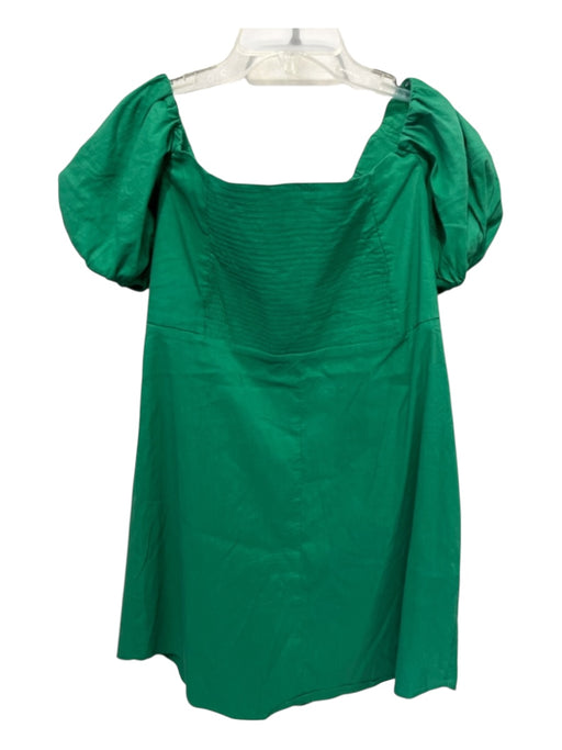 A.L.C. Size 8 Green Linen & Polyamide Short Puff Sleeve Pintuck Detail Dress Green / 8