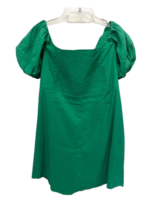A.L.C. Size 8 Green Linen & Polyamide Short Puff Sleeve Pintuck Detail Dress Green / 8
