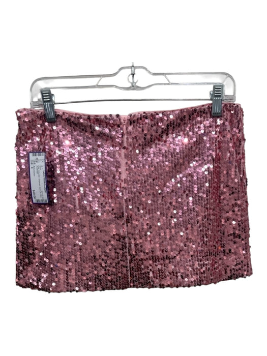 Reformation Size 4 Pink Polyester Sequined Back Zip Mini Skirt Pink / 4