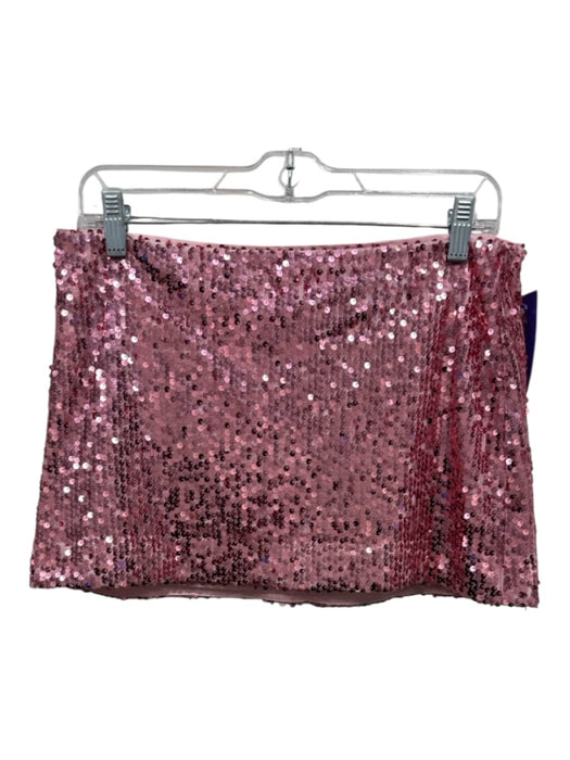 Reformation Size 4 Pink Polyester Sequined Back Zip Mini Skirt Pink / 4
