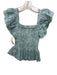 Love The Label Size Medium Light Blue Cotton Cap Ruffle Sleeve Top Light Blue / Medium