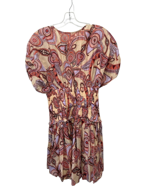 A.L.C. Size 4 Orange, Red, Purple Cotton Cap Sleeve Abstract Print Dress Orange, Red, Purple / 4