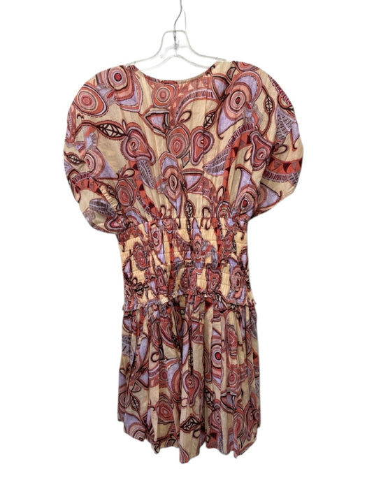 A.L.C. Size 4 Orange, Red, Purple Cotton Cap Sleeve Abstract Print Dress Orange, Red, Purple / 4