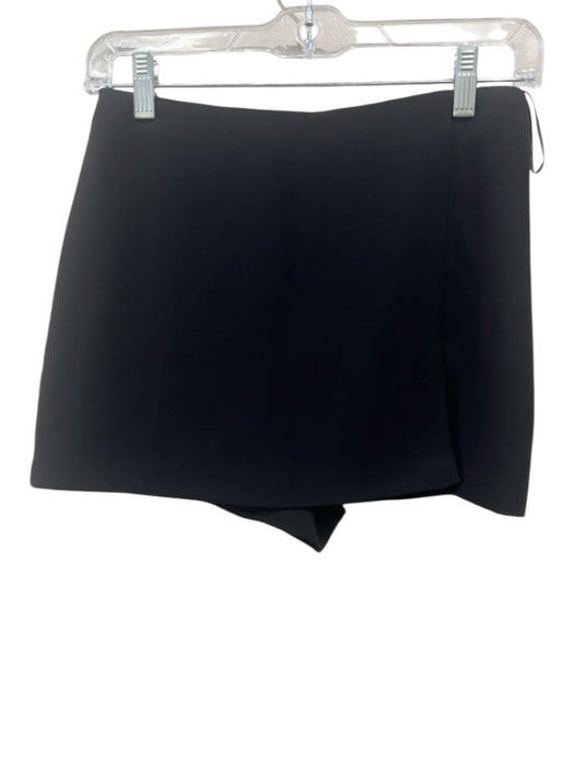 Amanda Uprichard Size Small Black Polyester High Rise Side Slit Mini Shorts Black / Small