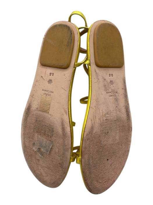 Stuart Weitzman Shoe Size 8.5 Yellow Gold Leather Toe Strap Ankle Strap Sandals Yellow Gold / 8.5