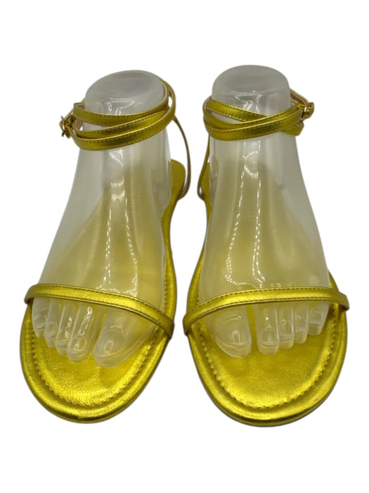 Stuart Weitzman Shoe Size 8.5 Yellow Gold Leather Toe Strap Ankle Strap Sandals Yellow Gold / 8.5