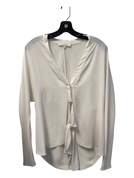 Alexis Size M White Polyester V Neck Long Sleeve Tie Front Button Detail Top White / M