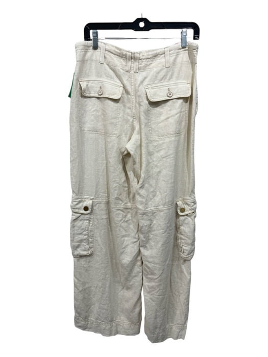 Anthropologie Size 6 Cream Linen & Viscose Cargo Pants Cream / 6