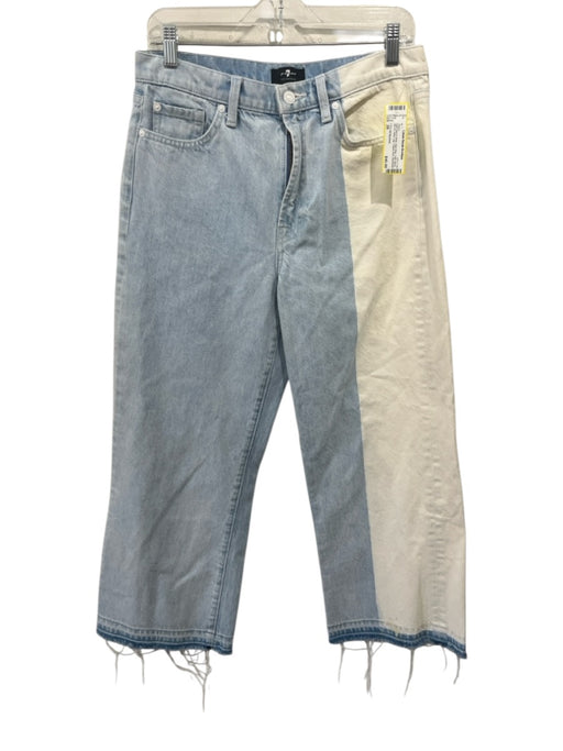 7 For All Mankind Size 28 Light blue & white High Rise Color Block Zip Fly Jeans Light blue & white / 28
