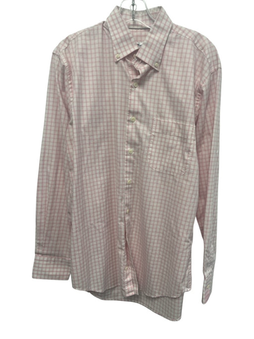 Peter Millar Size M Pink & White Cotton Plaid Button Down Long Sleeve Shirt Pink & White / M