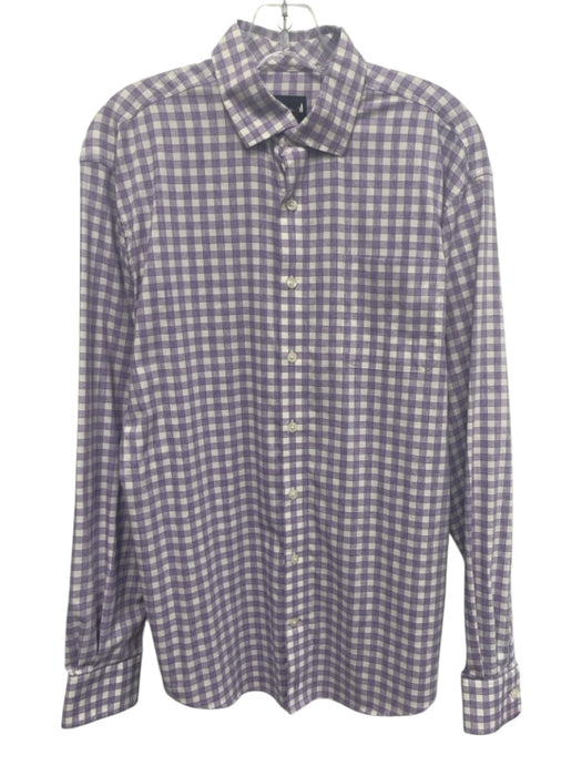 Johnnie O Size M Purple & White Nylon Blend Plaid Button Down Long Sleeve Shirt Purple & White / M