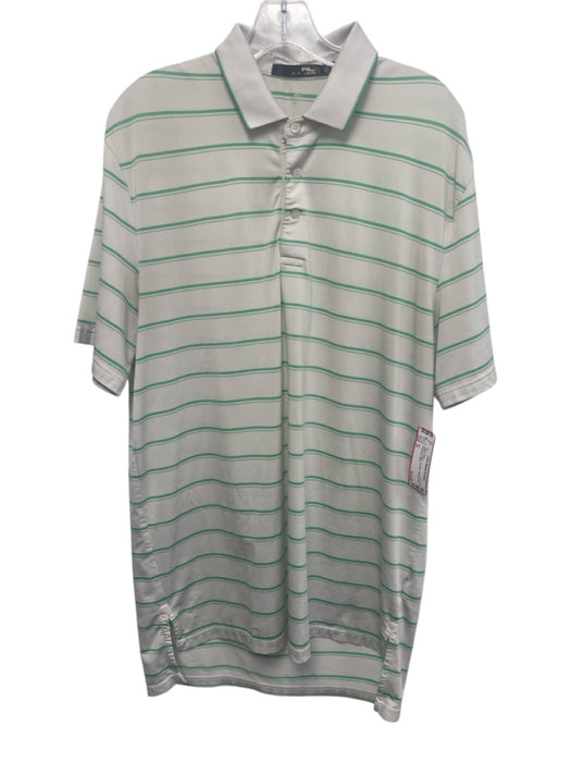 RLX Size M White & Green Polyester Striped Polo Men's Short Sleeve White & Green / M