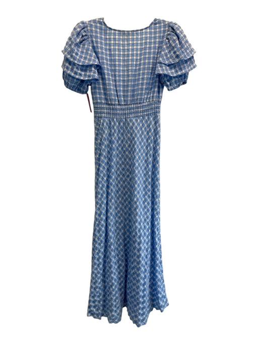 Betsey Johnson Size M Blue & White Polyester Blend Gingham V Neck Dress Blue & White / M