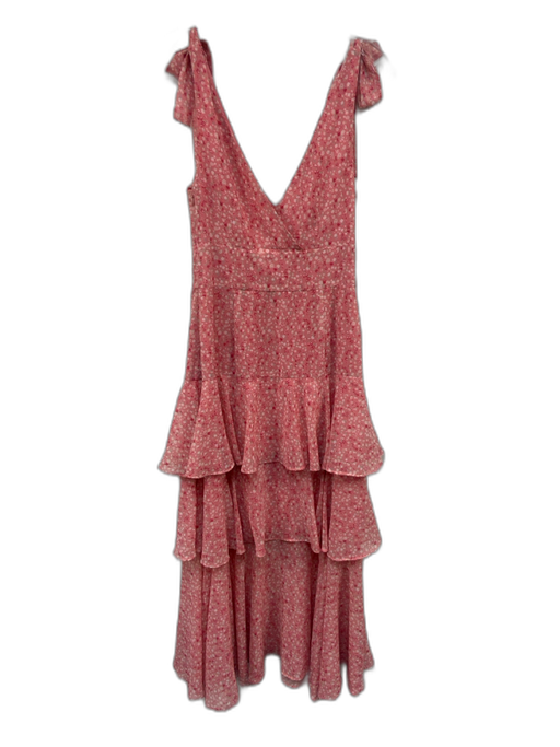 Wayf Size S Pink & Multi Polyester Floral Tie Straps V Neck Dress Pink & Multi / S