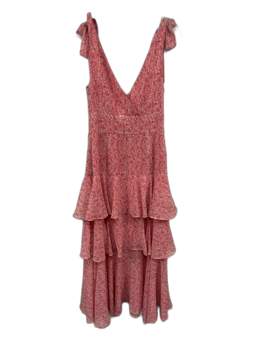 Wayf Size S Pink & Multi Polyester Floral Tie Straps V Neck Dress Pink & Multi / S