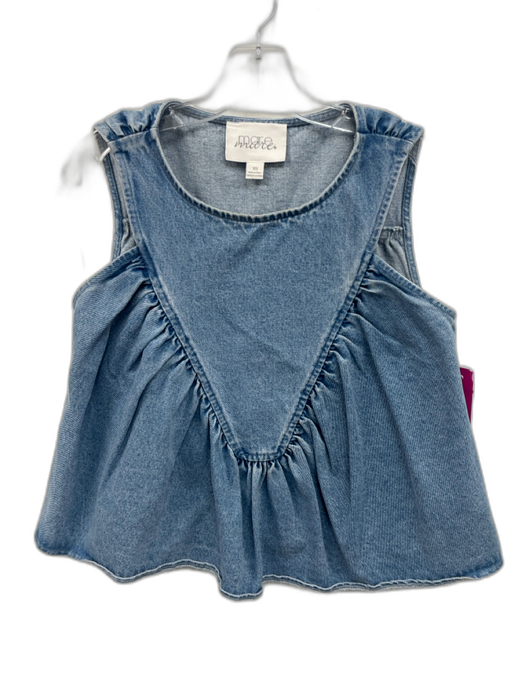 Mare Mare Size XS Blue Cotton Denim Sleeveless Gathered Detail Babydoll Wide Top Blue / XS