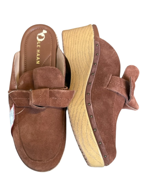 Cole Haan Shoe Size 6.5 Brown Suede Platform Bow Clogs Brown / 6.5