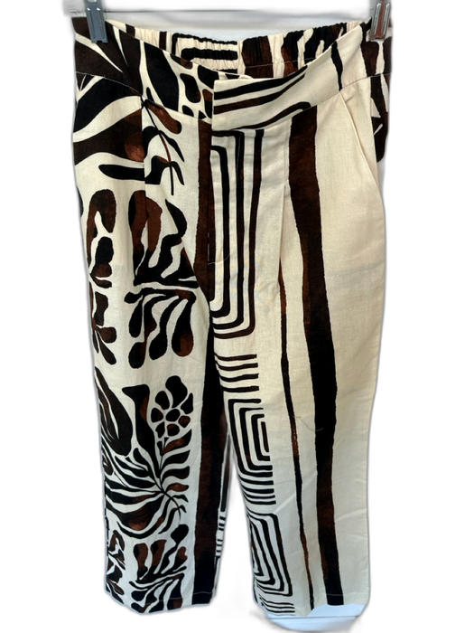 Mango Size S Tan & brown Cotton High Waist Lines Wide Leg Pants Tan & brown / S