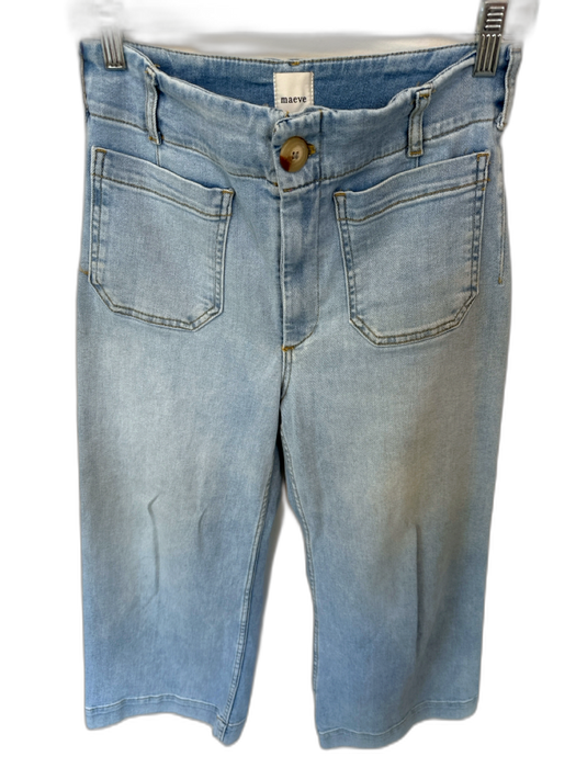 Maeve Size 27P Light Wash Cotton Blend High Waist Wide Leg Jeans Light Wash / 27P