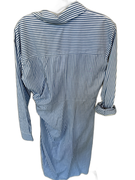Veronica Beard Size 6 Blue & White Cotton Long Sleeve Striped Twist Dress Blue & White / 6