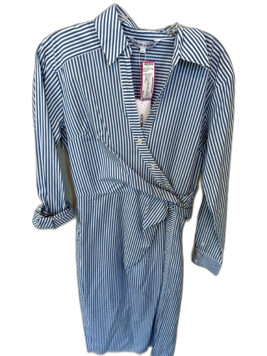 Veronica Beard Size 6 Blue & White Cotton Long Sleeve Striped Twist Dress Blue & White / 6