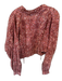 Free People Size S Mauve & Tan Cotton Long Balloon Sleeve Flowers Jacket Mauve & Tan / S
