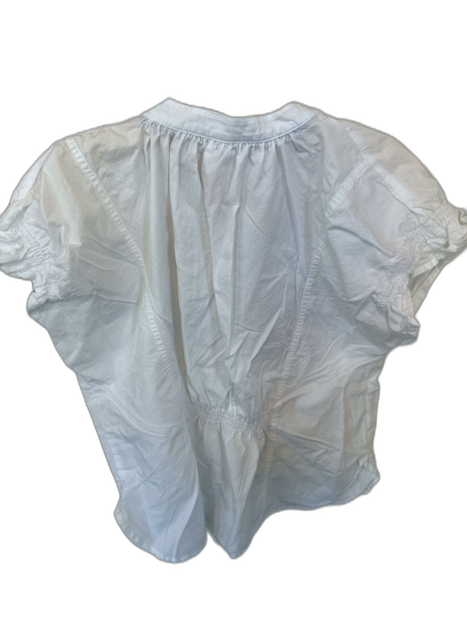 Pilcro Size M White Cotton Cap Sleeve V Neck Top White / M