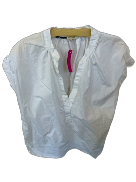 Pilcro Size M White Cotton Cap Sleeve V Neck Top White / M